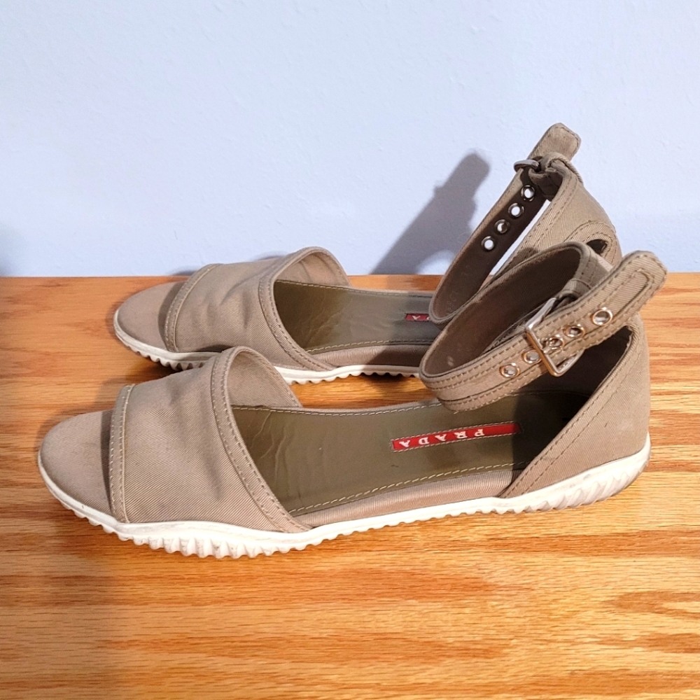 PRADA Gabardine Ankle Strap Sandals Sz.7